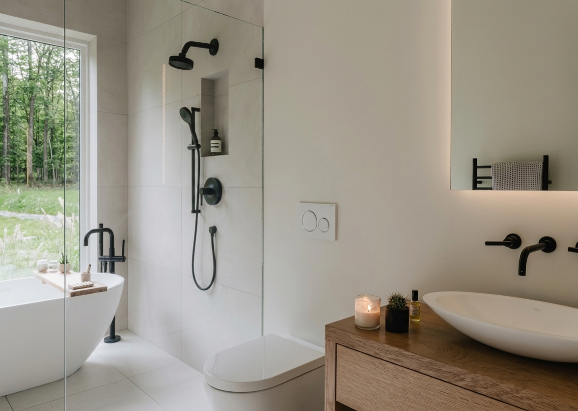 Barrierefreies Bad mit bodengleicher Dusche